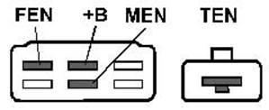 6-ти контактный прямоугольный и одноконтактный разъемы (система Mazda MECS)	