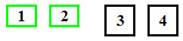 два одноконтактных зеленых и два одноконтактных черных (иногда белых) разъема	