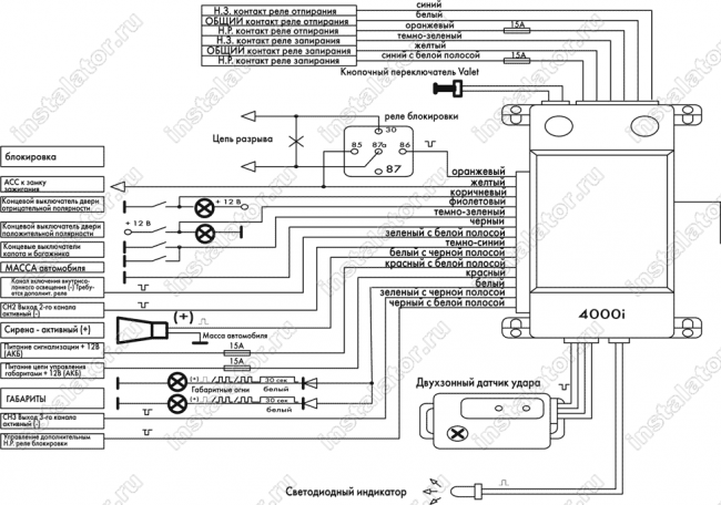 Схема подключения автосигнализации  Challenger 4000i