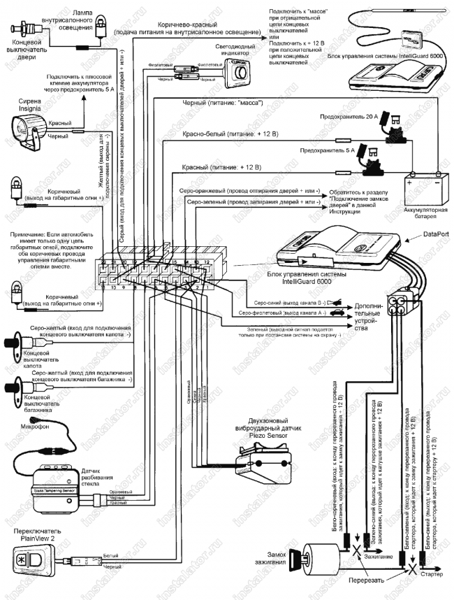Схема подключения автосигнализации  Clifford Intelliguard 600